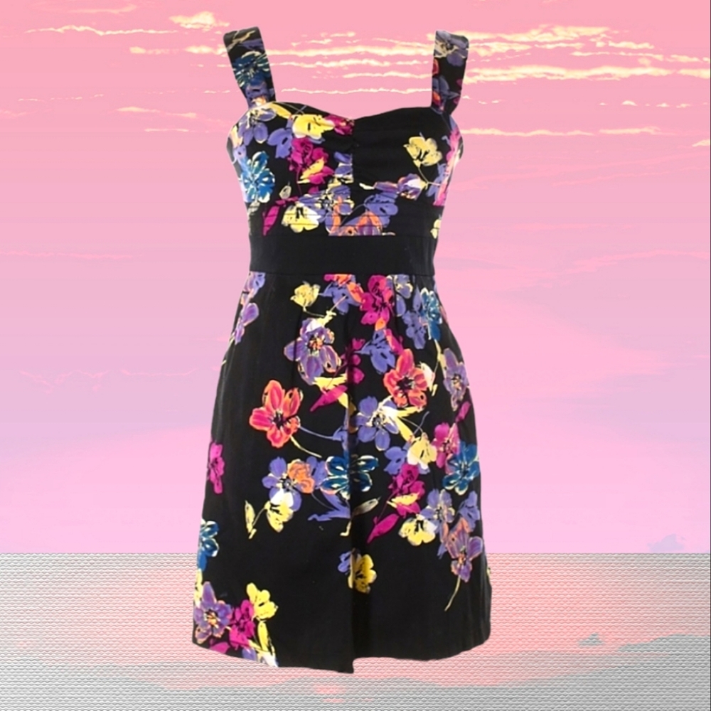 Sleeveless Ruched Floral Dress